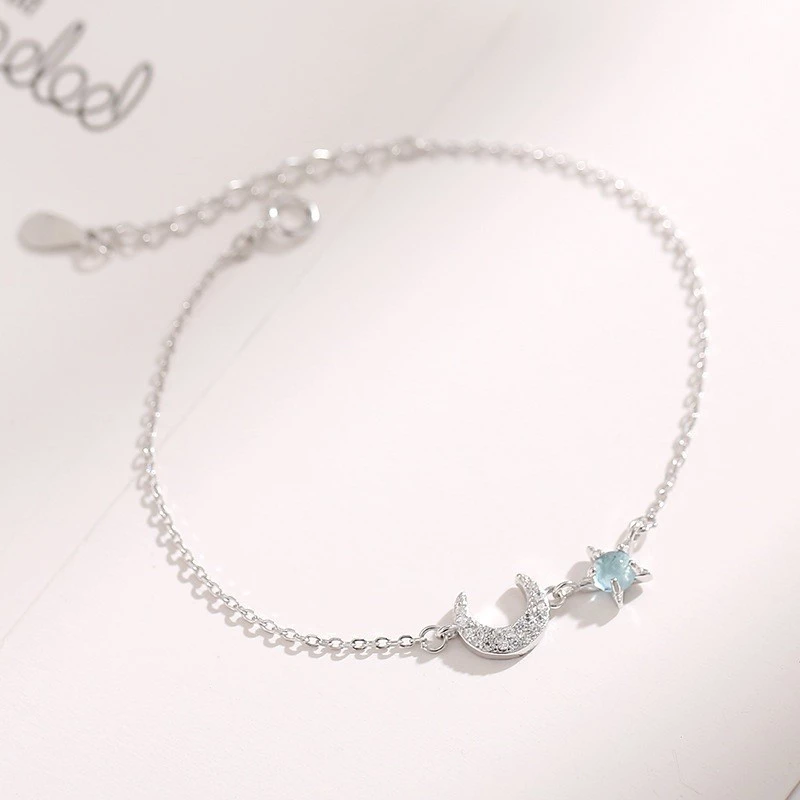 Lắc tay bạc nữ S925 mặt trăng moonstone Asimi Moonstone Hand LT30 6