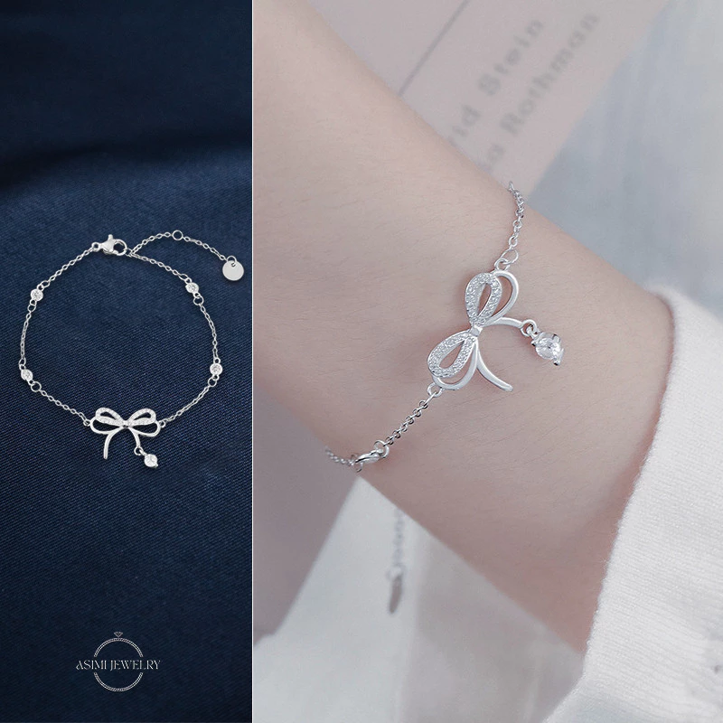 Lắc tay bạc Ý nơ điệu S925 Asimi Butterfly Girlie LT28 3