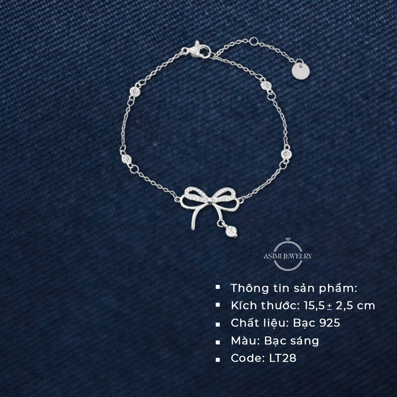 Lắc tay bạc Ý nơ điệu S925 Asimi Butterfly Girlie LT28 2