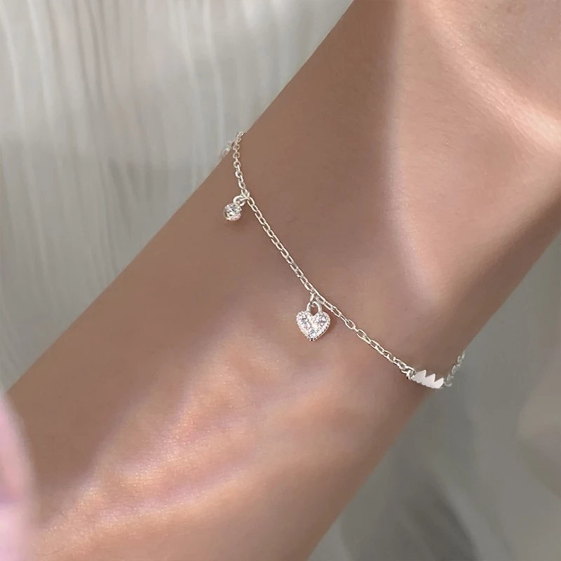 Lắc tay bạc Ý S925 đính đá Asimi Simple Heart LT24 7