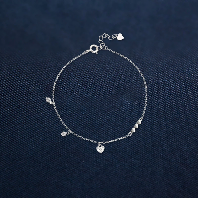 Lắc tay bạc Ý S925 đính đá Asimi Simple Heart LT24 5