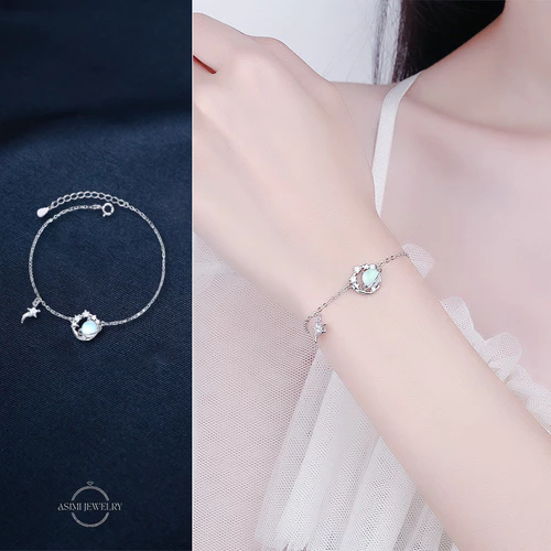 Lắc tay bạc Ý S925 Moonstore Universe Asimi Universe Line LT25 - đeo trên mẫu