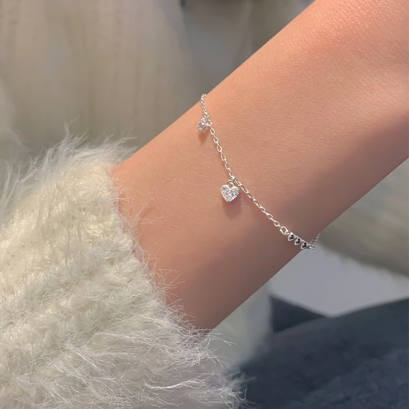 Lắc tay bạc Ý S925 đính đá Asimi Simple Heart LT24 8