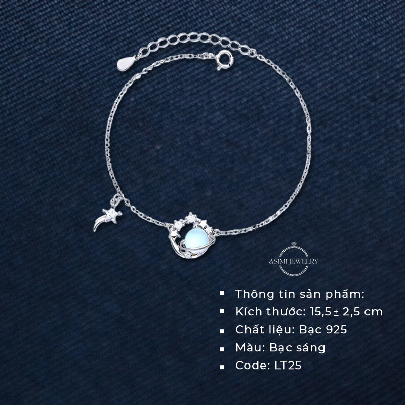 Lắc tay bạc Ý S925 Moonstore Universe Asimi Universe Line LT25 2