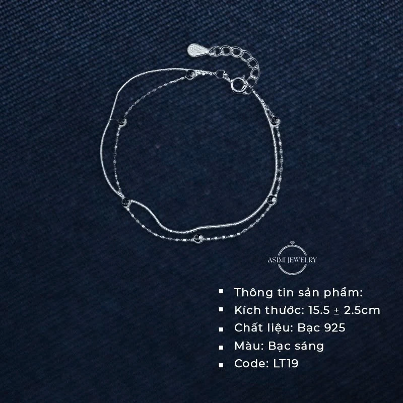 Lắc tay bạc S925 đính bi Asimi Ball Line LT19 3
