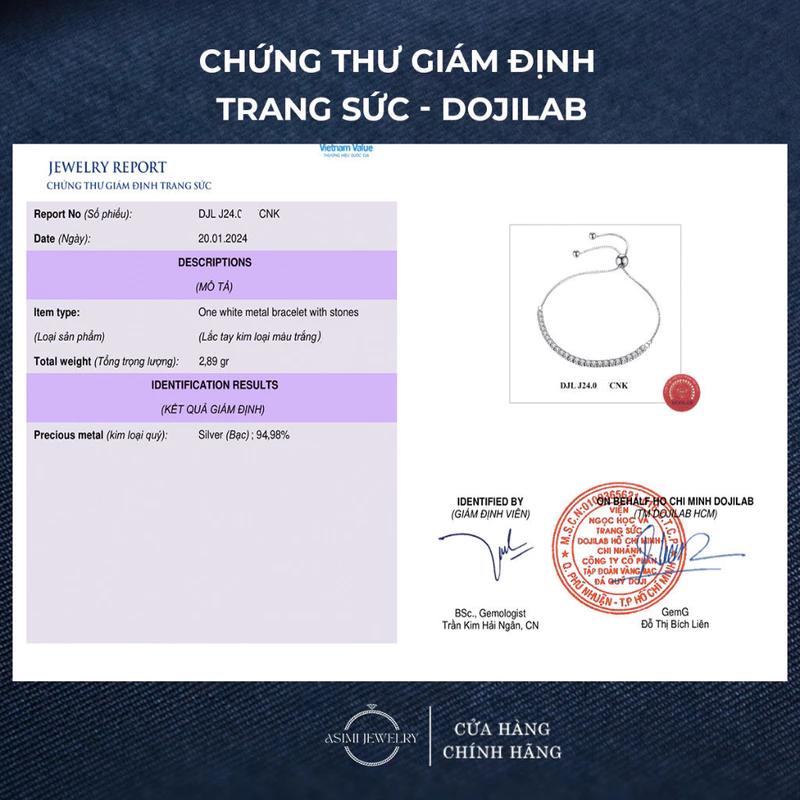 Lắc tay bạc rút chuỗi đá trơn Zircon Asimi Gem Rope LT16 3