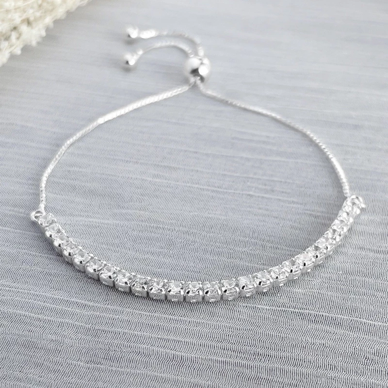 Lắc tay bạc rút chuỗi đá trơn Zircon Asimi Gem Rope LT16 7