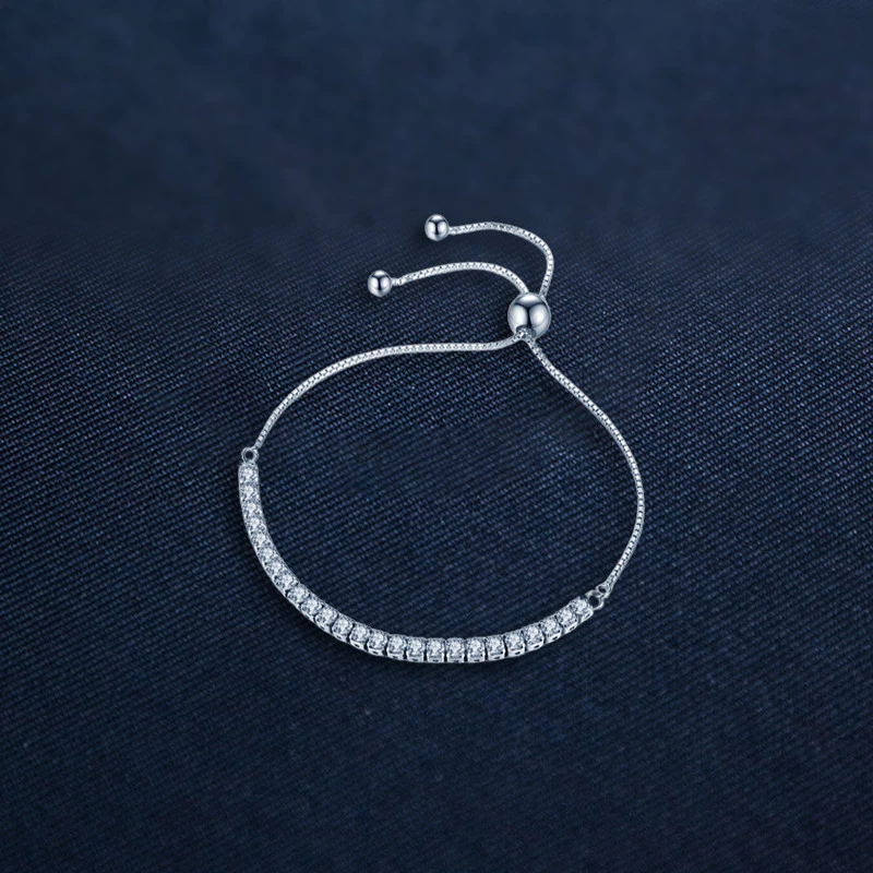 Lắc tay bạc rút chuỗi đá trơn Zircon Asimi Gem Rope LT16 6