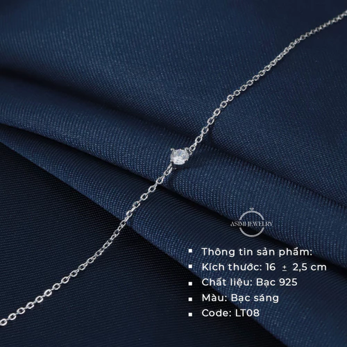 Lắc tay bạc Ý nữ mặt đá Cz 4 ly Asimi LT08