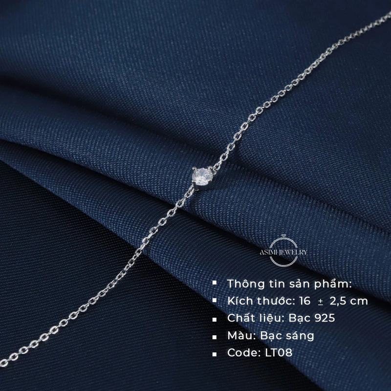 Lắc tay bạc Ý nữ mặt đá Cz 4 ly Asimi LT08 2