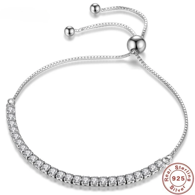 Lắc chân bạc rút chuỗi đá trơn Zircon Asimi Gem Rope LC03 8