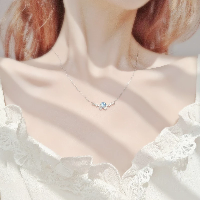 Dây chuyền bạc nữ Bờ Biển  Moonstone Asimi Ocean Wing DC65 6