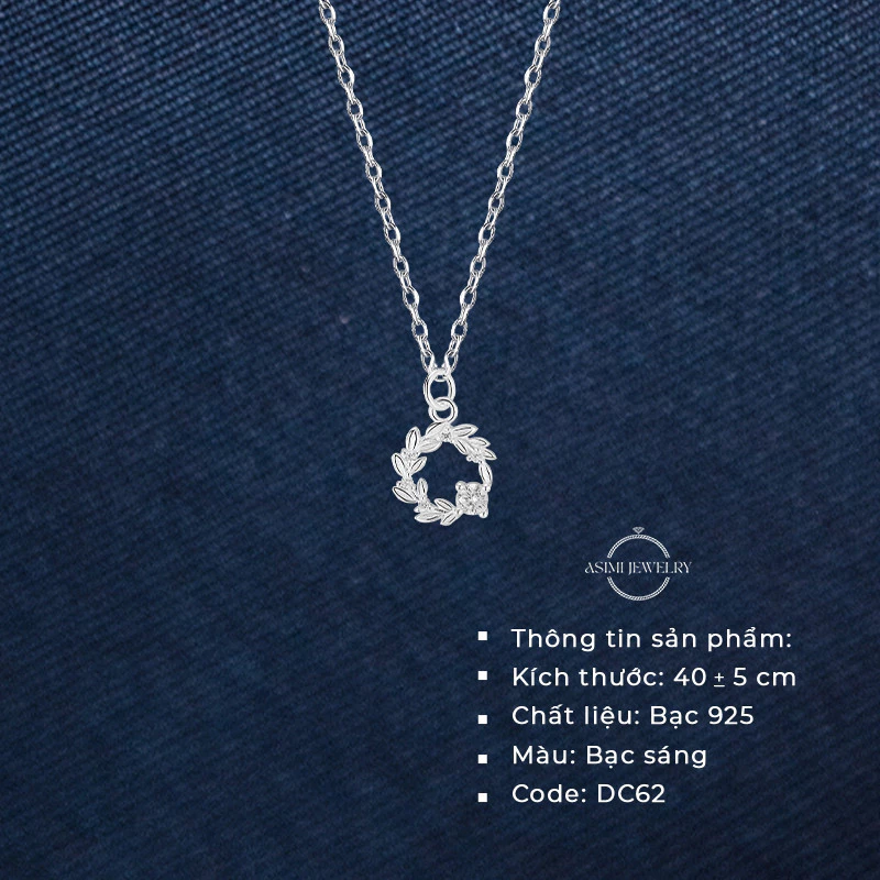 Dây chuyền bạc Vòng Nguyệt Quế Asimi Moon Crown DC62 3