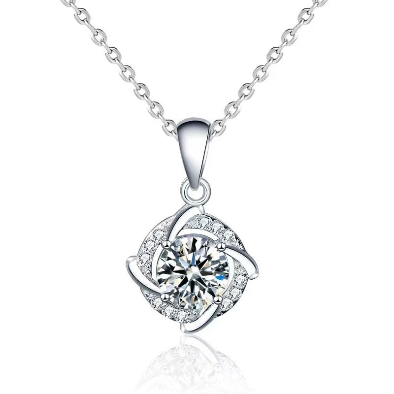 Dây chuyền bạc bọc đá Zircon 8 Ly Asimi Double Circle DC61 4