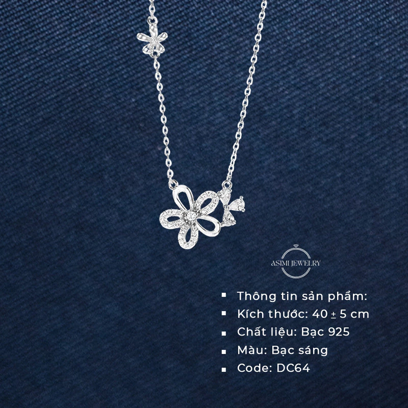 Dây chuyền bạc Ý S925 mặt Nơ Hoa  Asimi Twinkle Blossom DC64 3