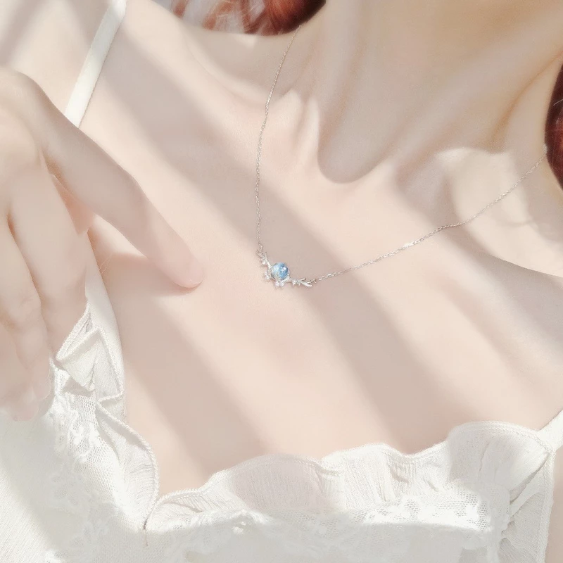 Dây chuyền bạc nữ Bờ Biển  Moonstone Asimi Ocean Wing DC65 7