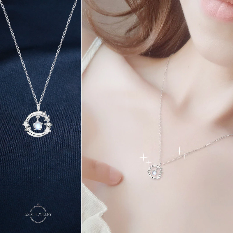 Dây chuyền bạc nữ Trăng Tròn Moonstone Asimi Full Leaf DC57 4