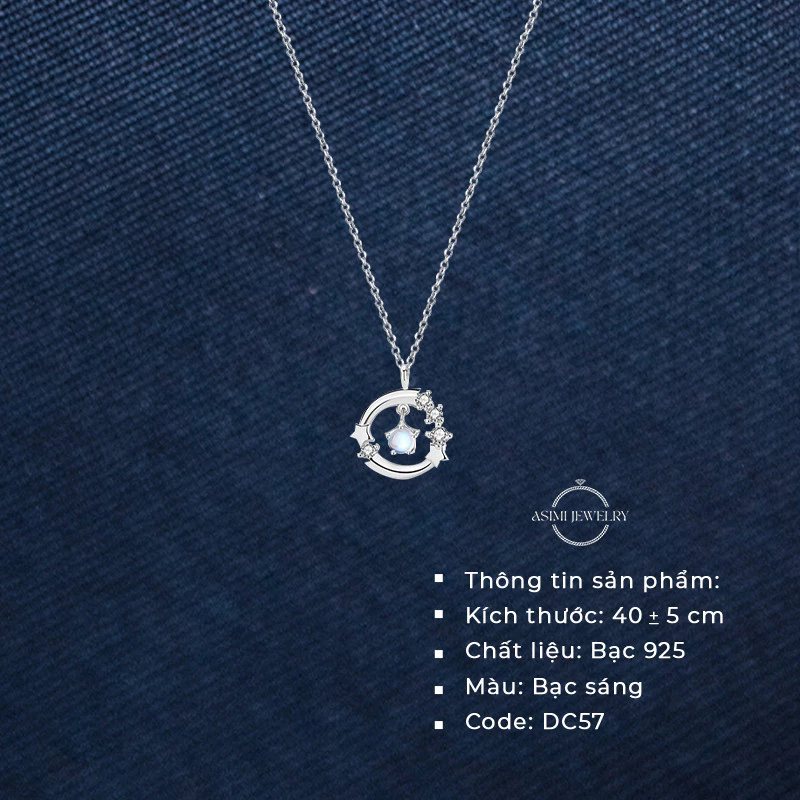 Dây chuyền bạc nữ Trăng Tròn Moonstone Asimi Full Leaf DC57 3