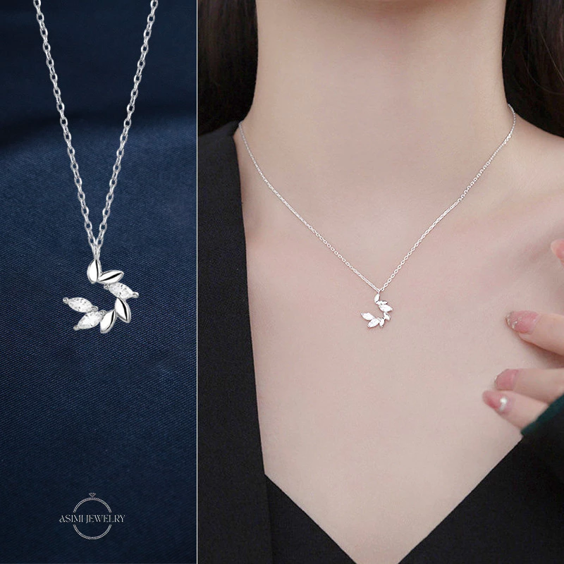 Dây chuyền bạc nguyệt lá Asimi Half Moon DC56 4