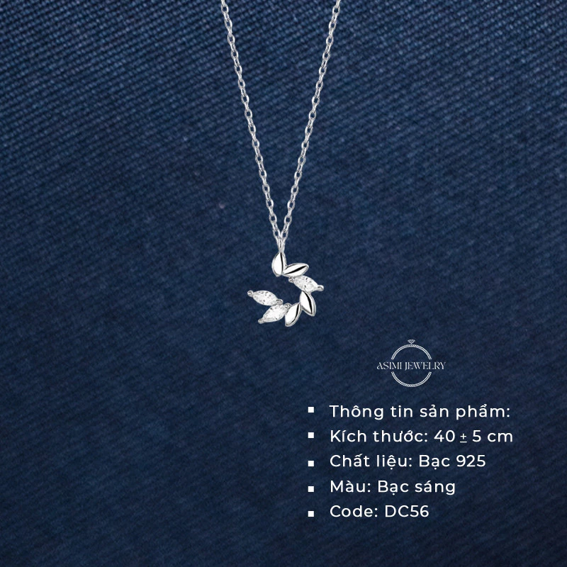 Dây chuyền bạc nguyệt lá Asimi Half Moon DC56 3