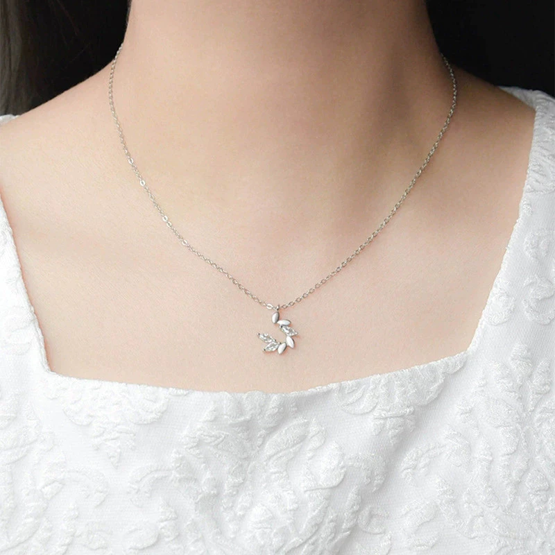 Dây chuyền bạc nguyệt lá Asimi Half Moon DC56 8