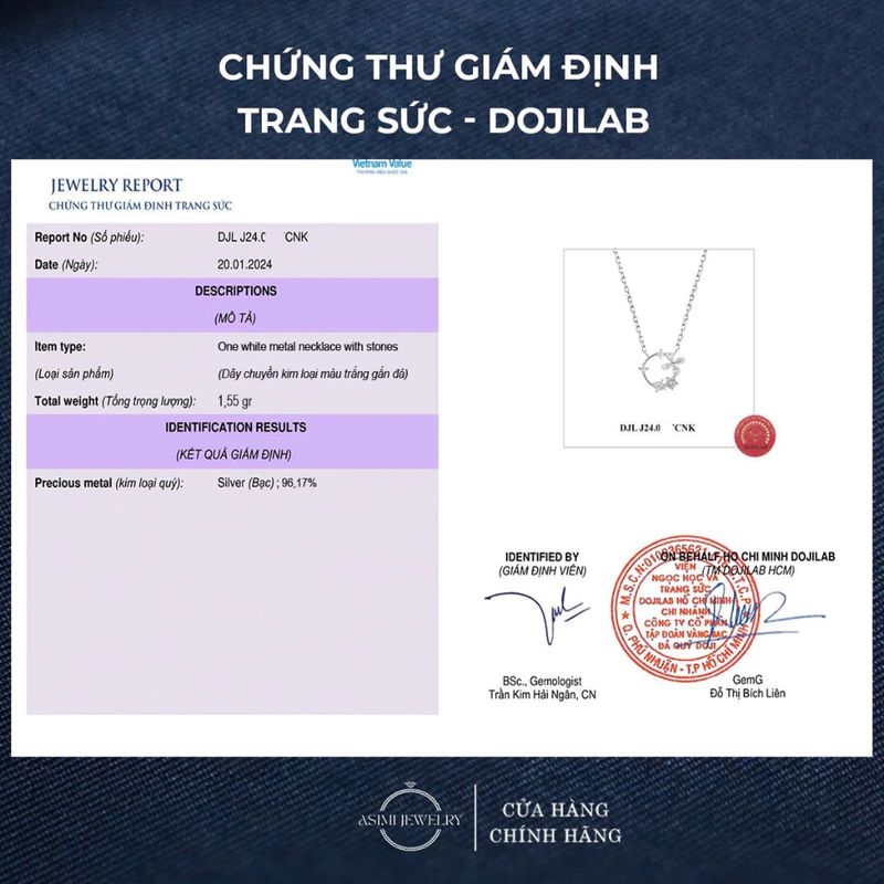Dây chuyền bạc nữ vòng tròn cỏ Asimi Eternal Bloom DC60 5