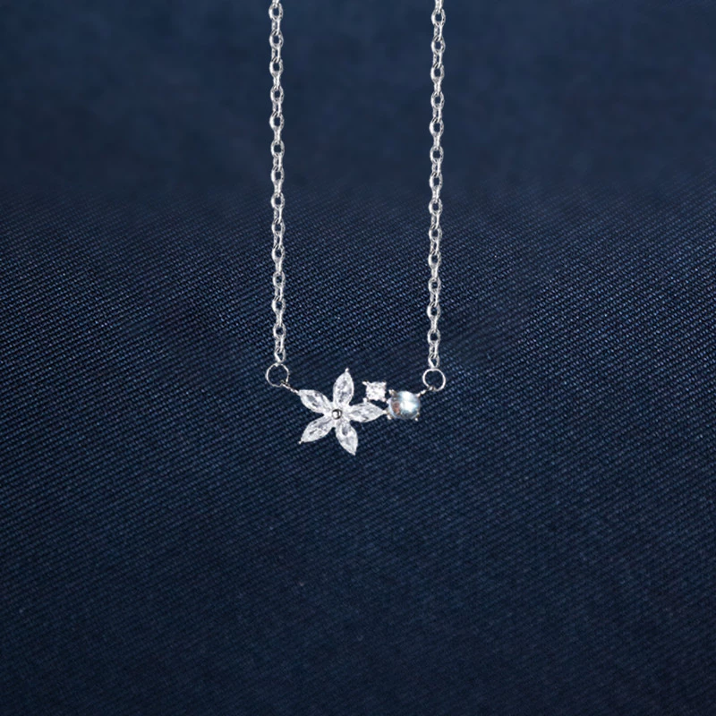 Dây chuyền bạc Ý S925 Star Moonstone Asimi Aurora Fleur DC59 4