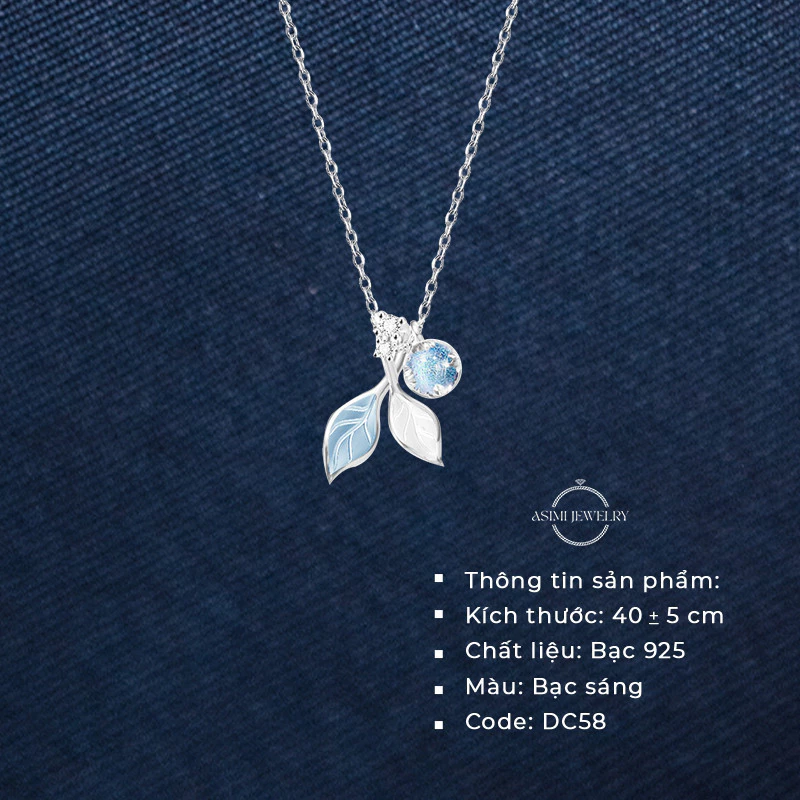 Dây chuyền bạc Waterful đá Moonstone Asimi Waterful Leaf DC58 3