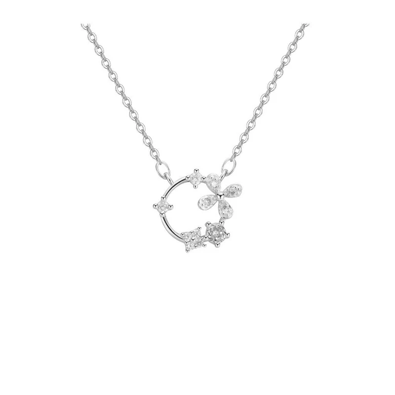Dây chuyền bạc nữ vòng tròn cỏ Asimi Eternal Bloom DC60 7