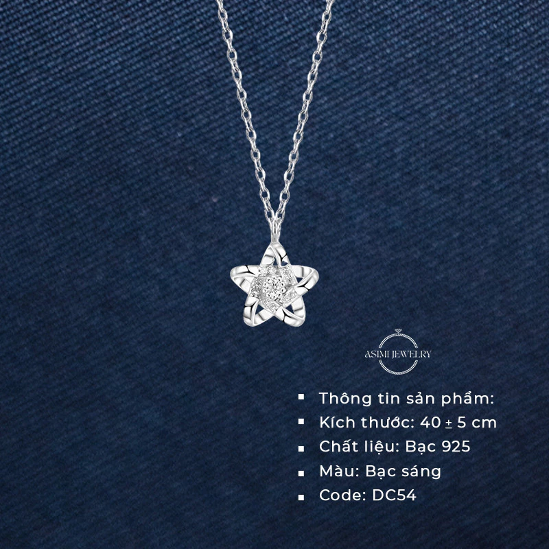 Dây chuyền ngôi sao bạc đá Zircon Asimi Start Zircon DC54 2