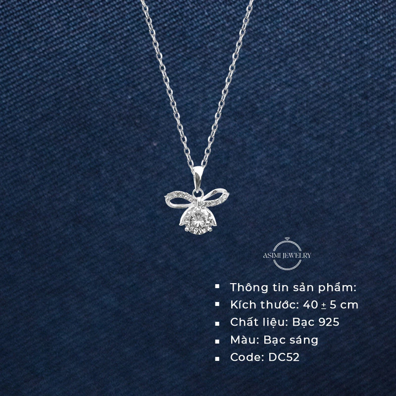 Dây chuyền bạc Ý S925 dây nơ sang trọng Asimi Tie Princess DC52 5