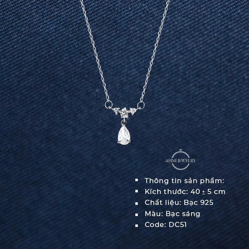 Dây chuyền bạc chuỗi đá Cz sang trọng Asimi Princess Line DC51 2