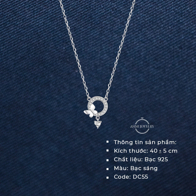 Dây chuyền bạc Bướm tròn Asimi Celestial Wings DC55 4