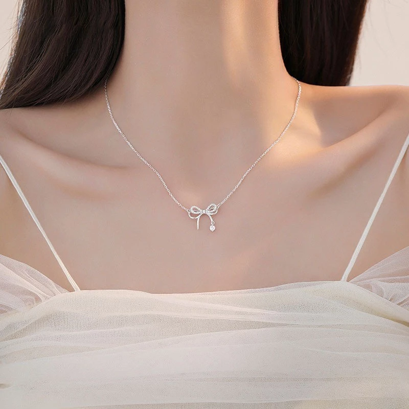 Dây chuyền bạc Ý nơ điệu S925 Asimi Butterfly Girlie DC47 2