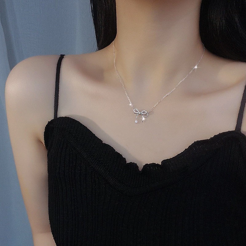 Dây chuyền bạc Ý nơ điệu S925 Asimi Butterfly Girlie DC47 7