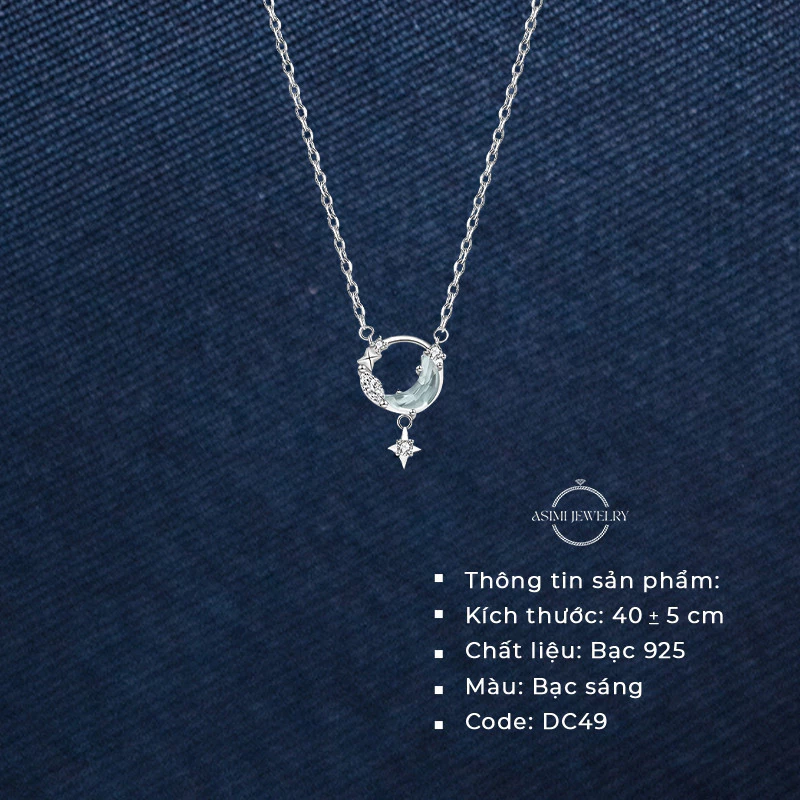 Dây chuyền bạc Ý bán nguyệt moonstone Asimi Moon Night DC49 2