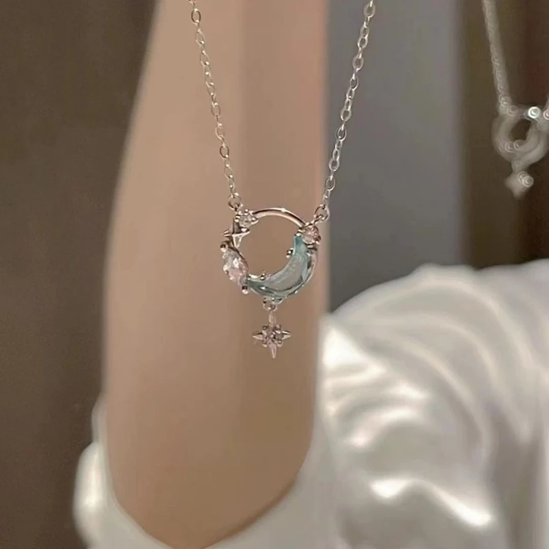 Dây chuyền bạc Ý bán nguyệt moonstone Asimi Moon Night DC49 6