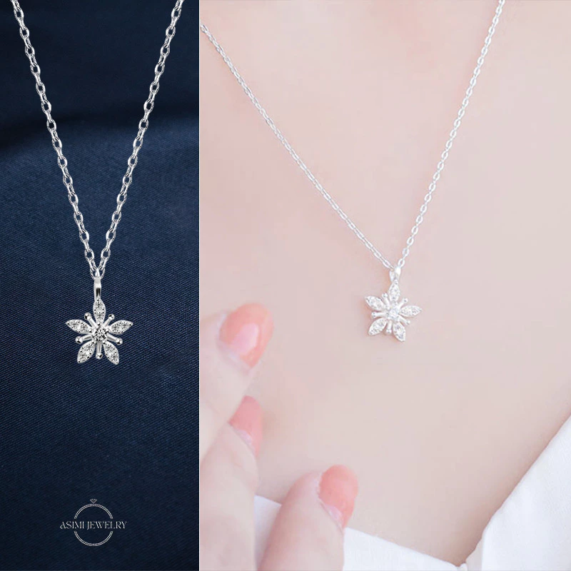 Dây chuyền bạc Ý Bông tuyết Asimi Flower Snow DC50 5