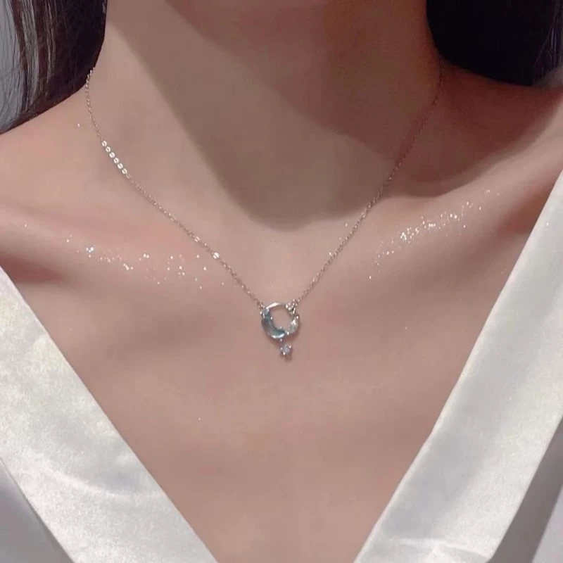 Dây chuyền bạc Ý bán nguyệt moonstone Asimi Moon Night DC49 7