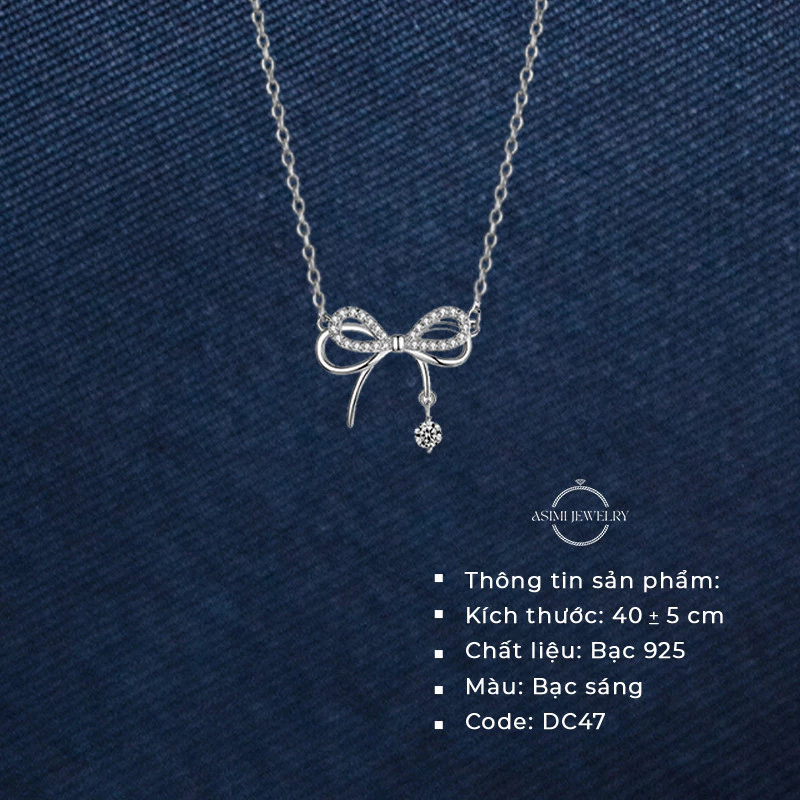 Dây chuyền bạc Ý nơ điệu S925 Asimi Butterfly Girlie DC47 3