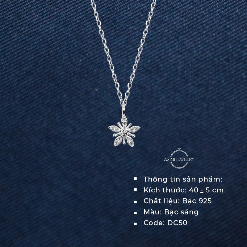 Dây chuyền bạc Ý Bông tuyết Asimi Flower Snow DC50 3