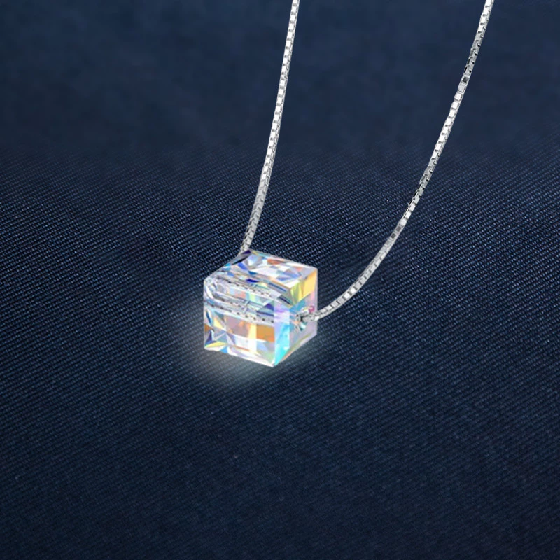 Dây chuyền bạc 925 đá Zircon vuông Asimi Rainbow Line DC41 3