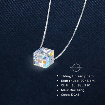 Dây chuyền bạc 925 đá Zircon vuông Asimi Rainbow Line DC41