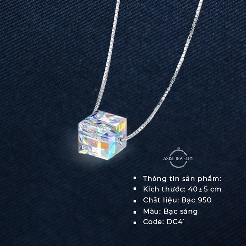 Dây chuyền bạc 925 đá Zircon vuông Asimi Rainbow Line DC41