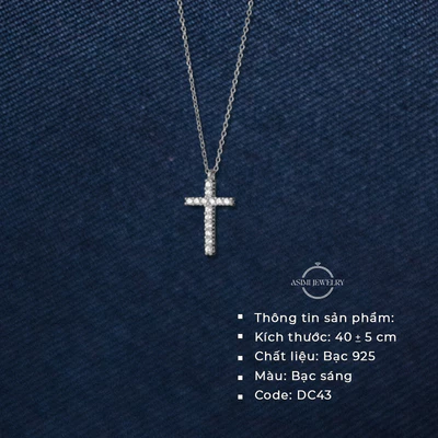 Dây chuyền bạc nữ S925 Thánh Giá Đính Đá Asimi The Cross DC43