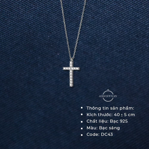 Dây chuyền bạc nữ S925 Thánh Giá Đính Đá Asimi The Cross DC43