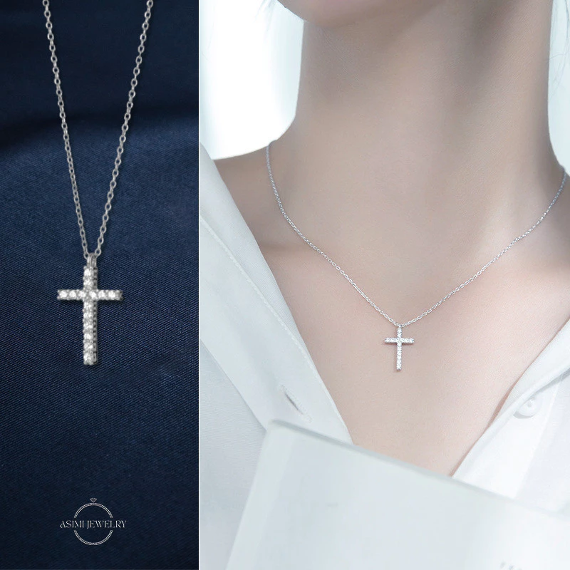 Dây chuyền bạc nữ S925 Thánh Giá Đính Đá Asimi The Cross DC43 7