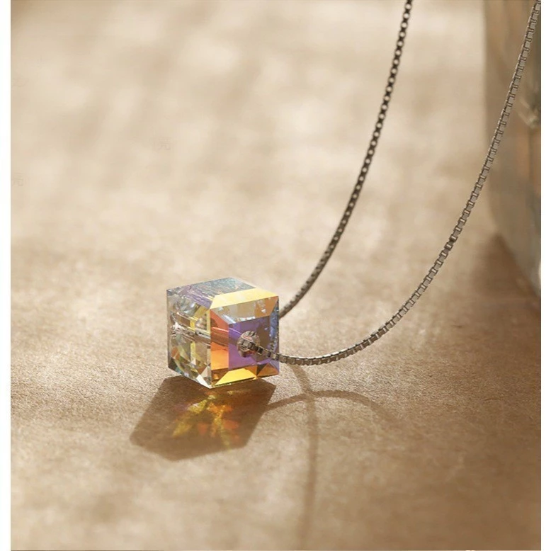 Dây chuyền bạc 925 đá Zircon vuông Asimi Rainbow Line DC41 6