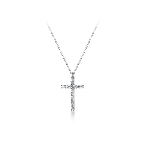 Dây chuyền bạc nữ S925 Thánh Giá Đính Đá Asimi The Cross DC43 - đeo trên mẫu