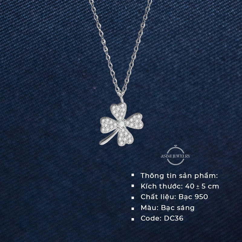 Dây chuyền bạc S925 cỏ 4 lá Asimi Lucky Leaf DC36 2